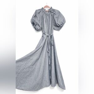 CO COLLECTION / Goop Italian Linen Puff Sleeve Dress Quiet Luxury #CBK